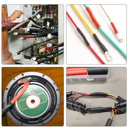 3:1 Ratio Heat Shrink Tubing Kit Black Adhesive Lined Wire Shrink Wrap Tube Industrial Wire Connector Cable Sleeves Protecter