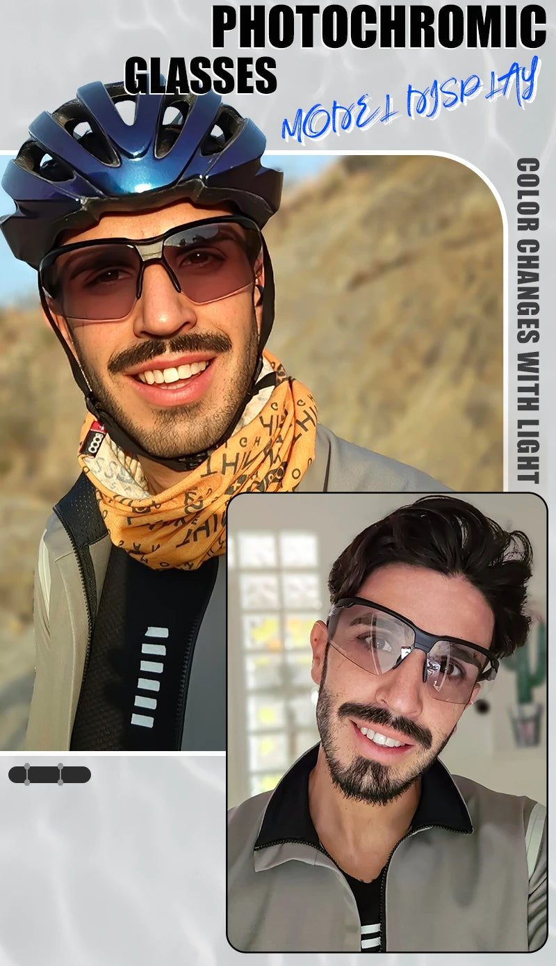 SCVCN Photochromic Cycling Sunglasses Bike Glasses Mountain Bicycle Hiking Golf UV400 Sports Glasses for Men Women Baseball