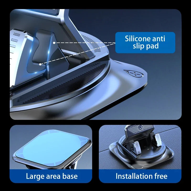 Kebidumei Car Phone Holder Car Dashboard Support Bracket Mount Anti-Slip Pad Universal 360 degree Rotatable Navigation Holder