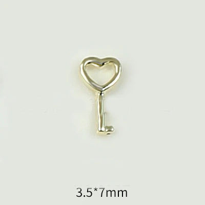 20pcs Alloy Key Lock Shape Nail Art Charm 3D Gold/Silver Iron Sheets Love Key Lock Nail Decor Parts DIY Luxury Nail Parts