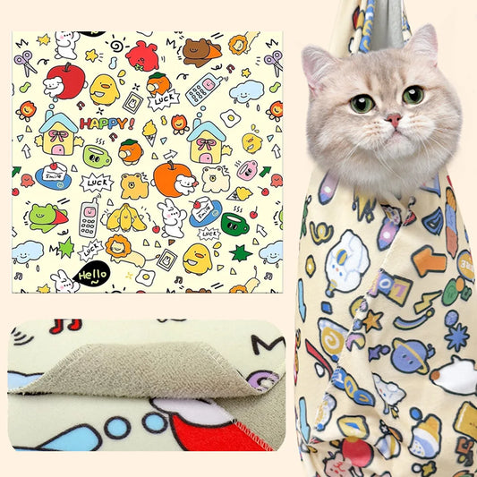 Cat Grooming Wrap Self-Adherent Cat Restraint Wrap Anti-Scratch Cat Swaddle Burrito Wrap for Nail Trimming Cat Grooming Supplies
