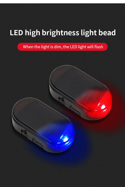 1pc Car Fake Security Light Solar Powered Simulated Dummy Alarm Wireless Warning Anti-Theft Caution Lamp LED Flashing Lights