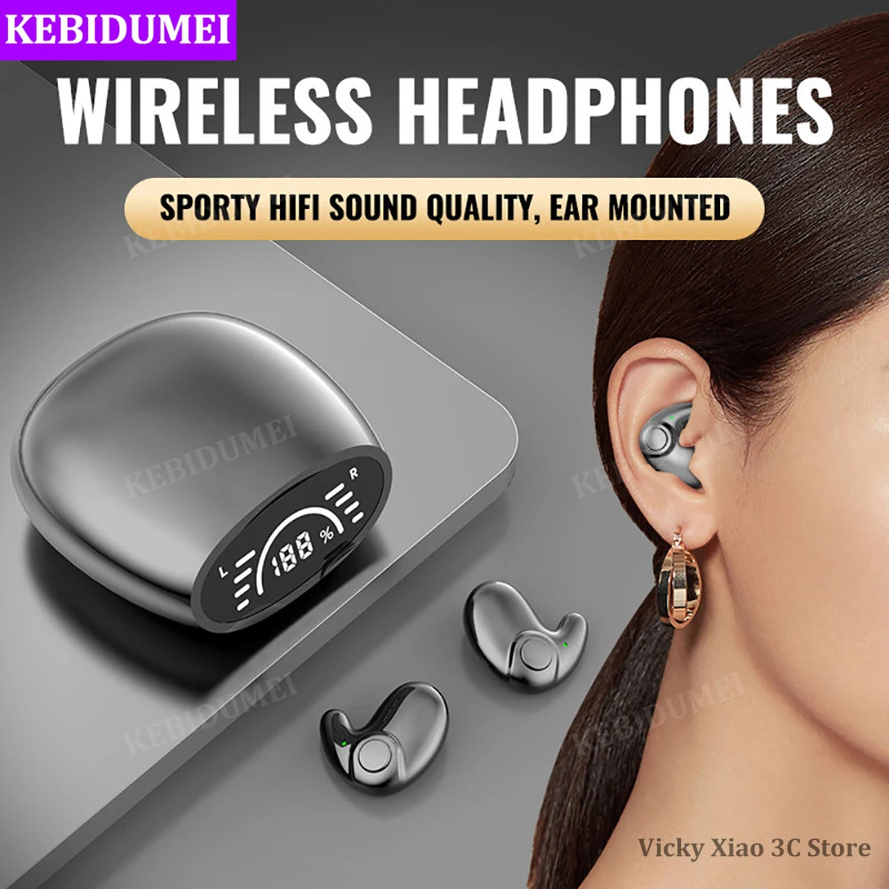 Invisible Earbuds Sleep Headphones Bluetooth 5.3 Noise Reduction Earbuds TWS Wireless Headsets Sport Stereo Earphones for Phone