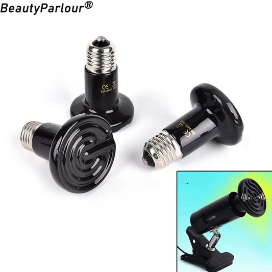 50/75/100W Reptile Heat Lamp Black Infrared Ceramic Emitter Heat Light Bulb Pet Brooder Touch Lamp For Chameleon Cage Snake Tank