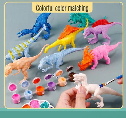 6/8PCS Unpainted DIY Dinosaur Painting Kit, Blank Model Toys for Kids 3+ Years Creative Graffiti Montessori Educational Art Gift