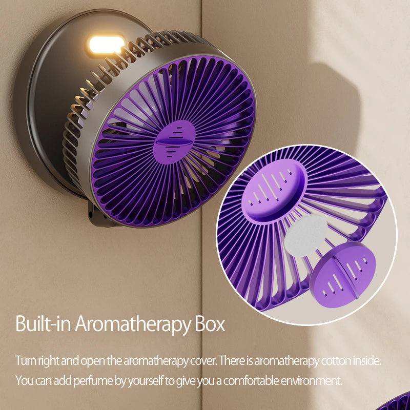 2024 New Rechargeable 3IN1 Multifunctional Portable Fan Wall Mounted Fan 90° Folding Fan 4 Gears With Warm Night Light