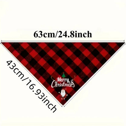 Christmas Dog Bandana with Santa & Snowman Design - 100% Polyester Non- Fabric, Adjustable Holiday Pet Headband for All Dog