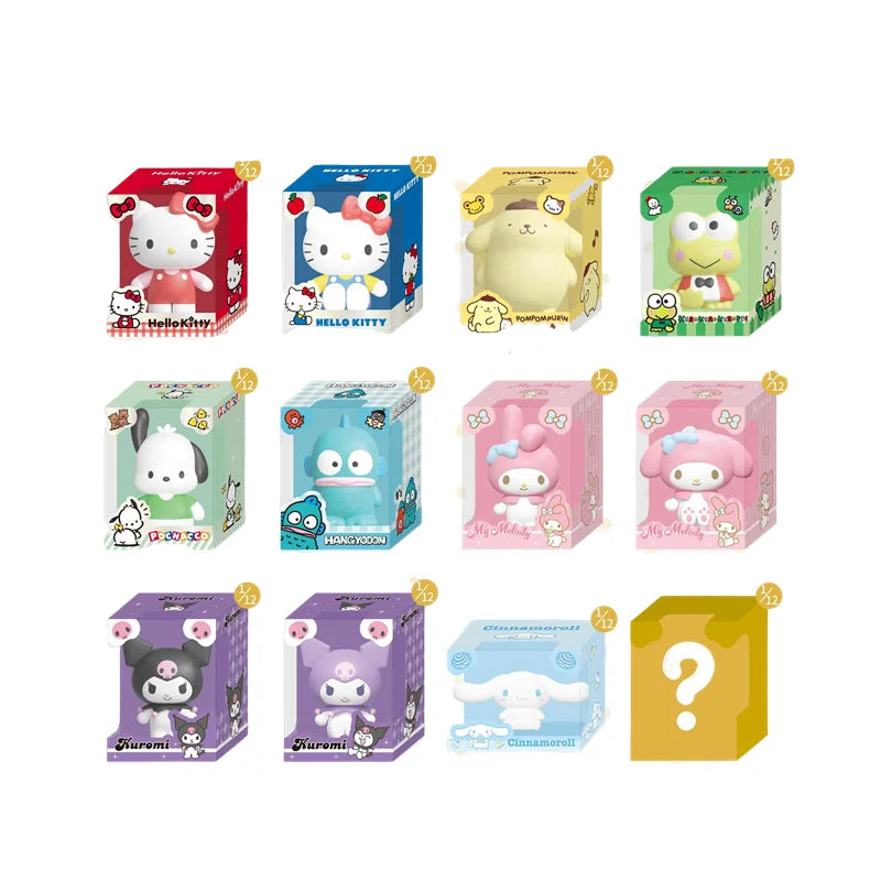 JANDOOM Sanrio Kuromi Hello Kitty Pochacco Cinnamoroll Melody Anime Figure Rice Grain Doll Peripheral Model Blind Box Toys Gifts