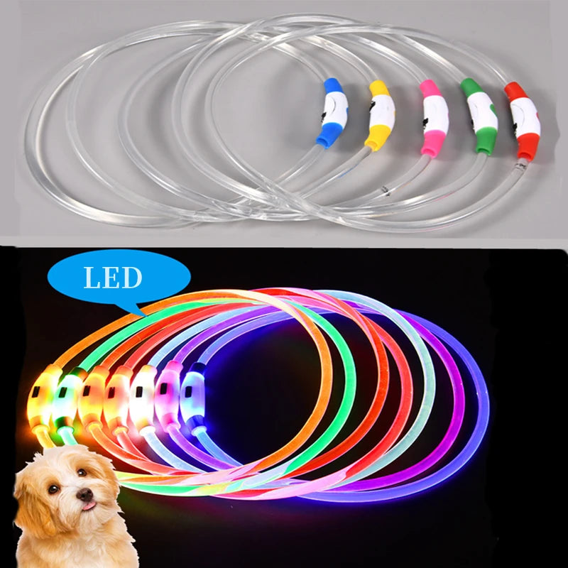 USB Charging Necklace Led Luminous Dog Collar Light , Flashing DIY Glowing Safety Anti Lost Cat Dogs Collar Accessories Supplies