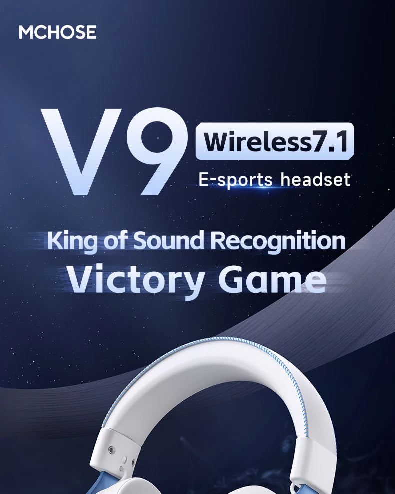 MCHOSE V9 pro E-Sports Headset with Microphone Tri-Mode Gaming USB Wireless 7.1 Channel Surround Sound Portable Audio Headphones
