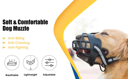 Reflect Light Dog Mouth Guard Cover Comfy Breathable Basket Muzzle Against Biting Barking Dog Mask Anti-barking Muzzle For Pets