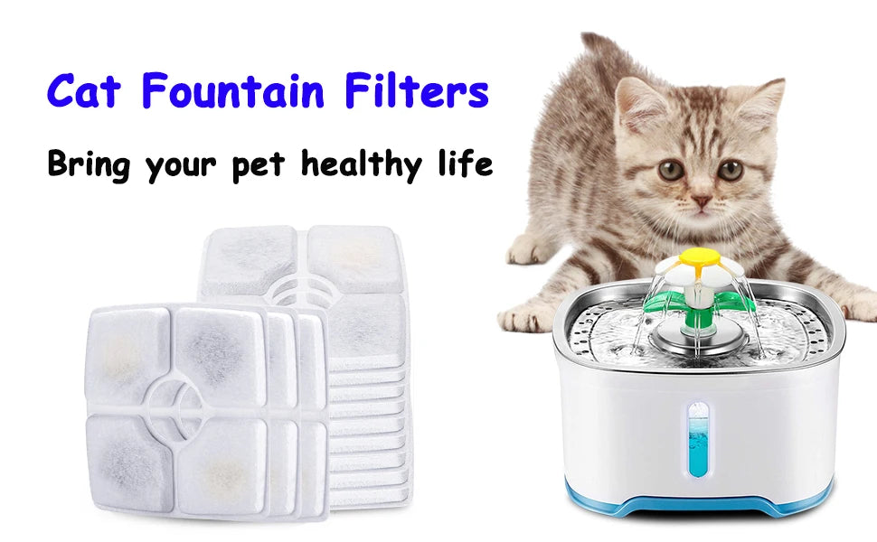 Cat Water Fountain Filter Replacement, 4/8 Pack  Filters Compatible with Square 2.5L Automatic Pet Fountain Dog Water Dispenser