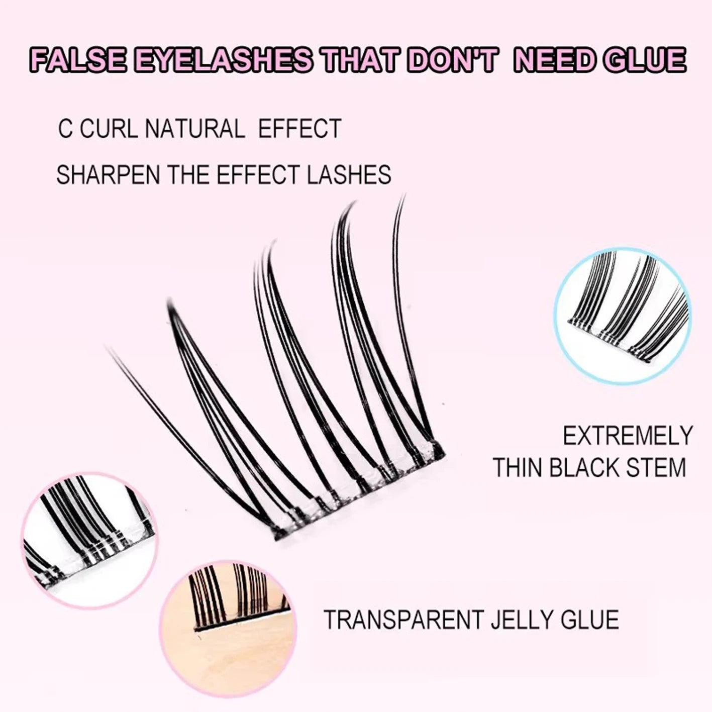 [ACENo need for glue False Eyelash] 60 Cluster Comfort Lash Extension Kit Natural Manga False Eyelash Beginners