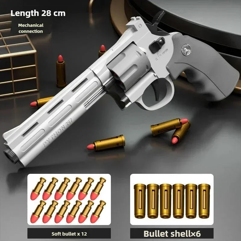 Revolver Soft Bullet Toy for Kids Gun with Ejecting Revolver One-Key Detachable Pistol Continuous Shooting