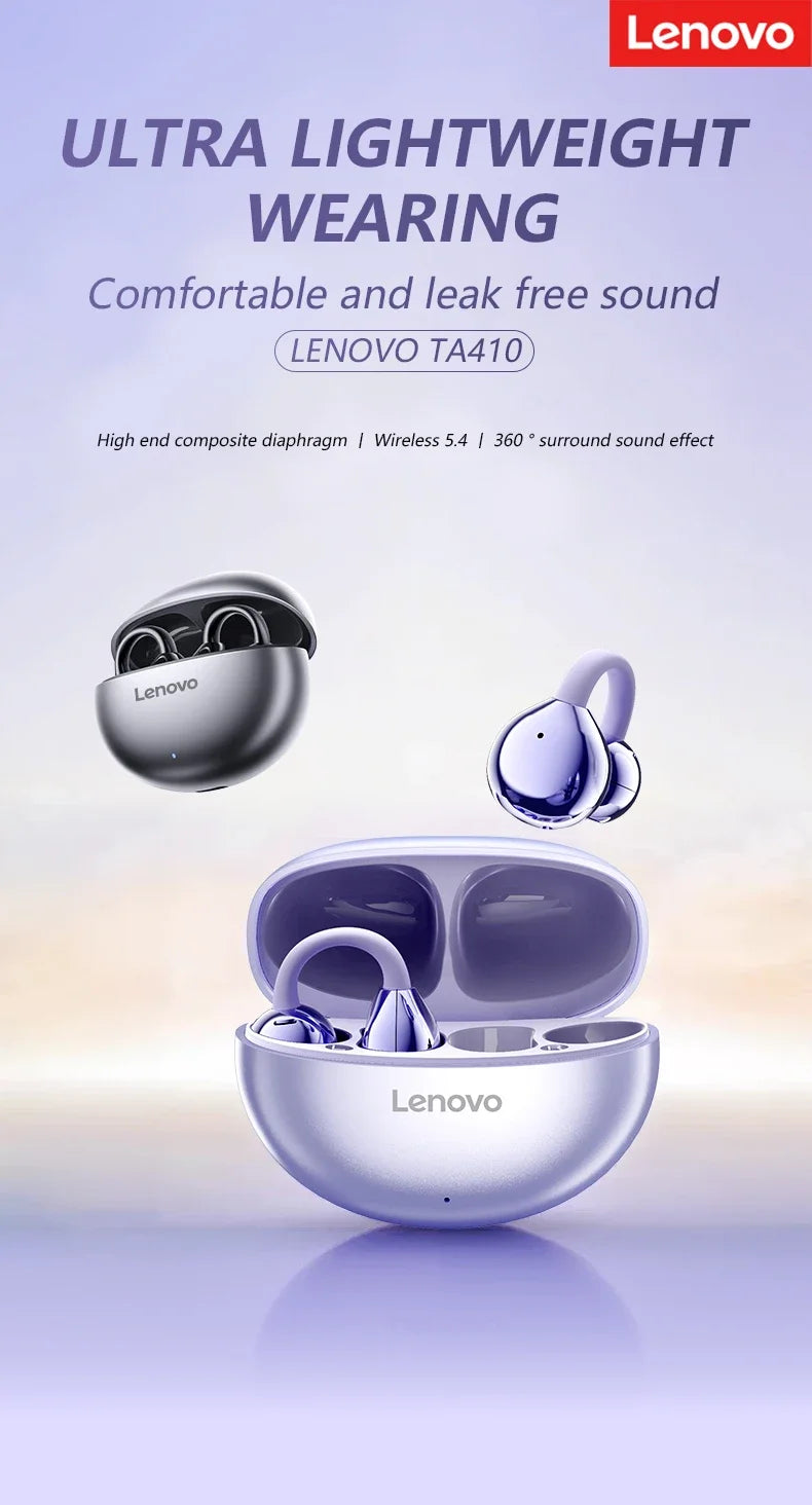 Lenovo Wireless Bluetooth 5.4 Earphones TWS Panoramic Sound Effects Ultra Long Battry Life Headphones Comfortable To Wear TA410