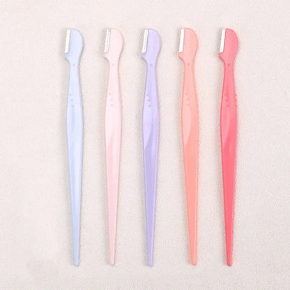 Karsyngirl 2/3/5Pcs Straight Handle Round Head Eyebrow Trimmer Beauty Tools Beginner Anti-scratch Eyebrow Trimmer Eyebrow Razor