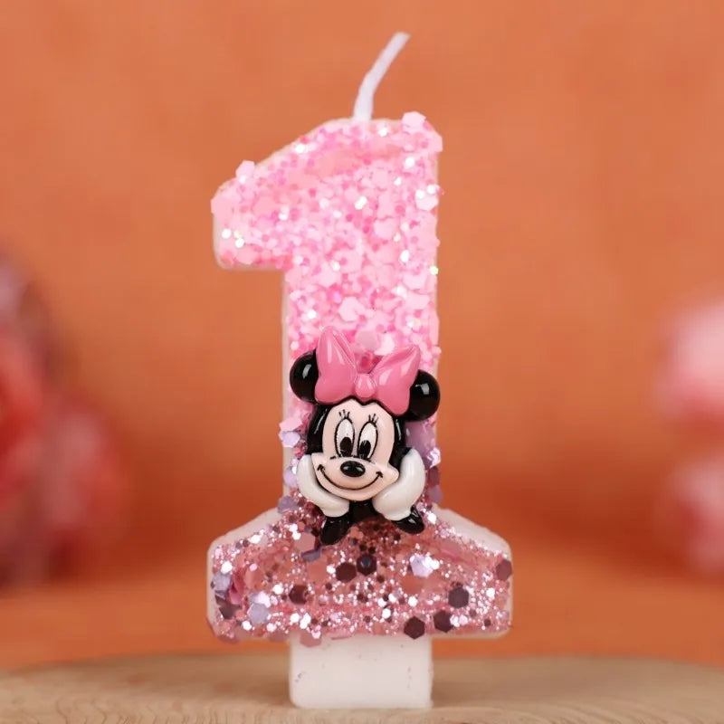 3D Number Birthday Cartoon 0-9 Minnie Mouse Candles Cake Anniversary Party Plug-in Birthday Cake Decoration Supplies DIY Gifts