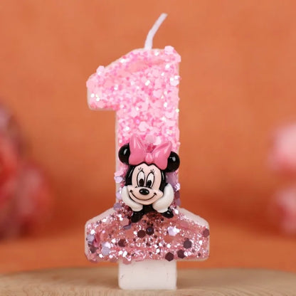 3D Number Birthday Cartoon 0-9 Minnie Mouse Candles Cake Anniversary Party Plug-in Birthday Cake Decoration Supplies DIY Gifts
