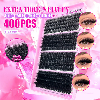 480/800pcs Individul Claster Eyelash Natural&Thick & Fluffy Extension 30D 40D 50D 60D 80D 100D Mix Length DIY Cluster eyelashes