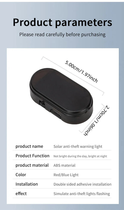1pc Car Fake Security Light Solar Powered Simulated Dummy Alarm Wireless Warning Anti-Theft Caution Lamp LED Flashing Lights