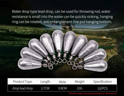 Quick Release Fishing Weight Sinker 10Pcs10g Soft Bait Sinker Bass Fishing Tackle Accessories Line Sinkers Hook Connector