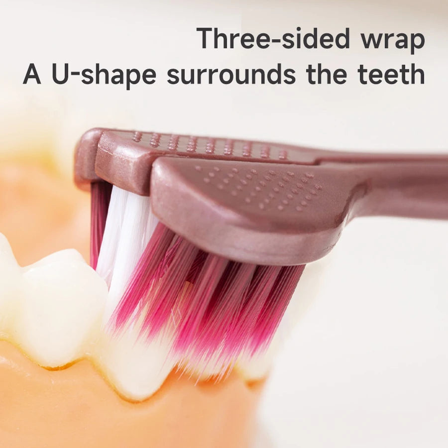 3D Manual Toothbrush Three sided U-shaped Soft Toothbrush for Comprehensive Oral Cleaning for Adults, Men and Women, Couple