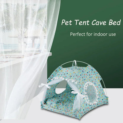 Pet Dog Tent House Floral Print Enclosed Cat Tent Bed Indoor Folding Portable Comfortable Kitten Bed Kennel For Small Pets