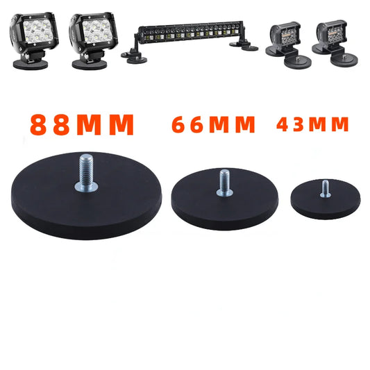 1PC 88/66/43mm M10/M8/M6 Bolt Magnetic Base Mount Bracket Clamp LED Work Light Bar Holder SUV Offroad