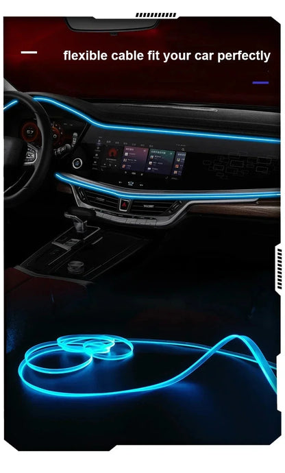 2/3/4/5M Car Interior RGB Atmosphere Light Ambient LED Light Strip USB Fiber Optic Atmosphere Lamp Decor Support APP Control
