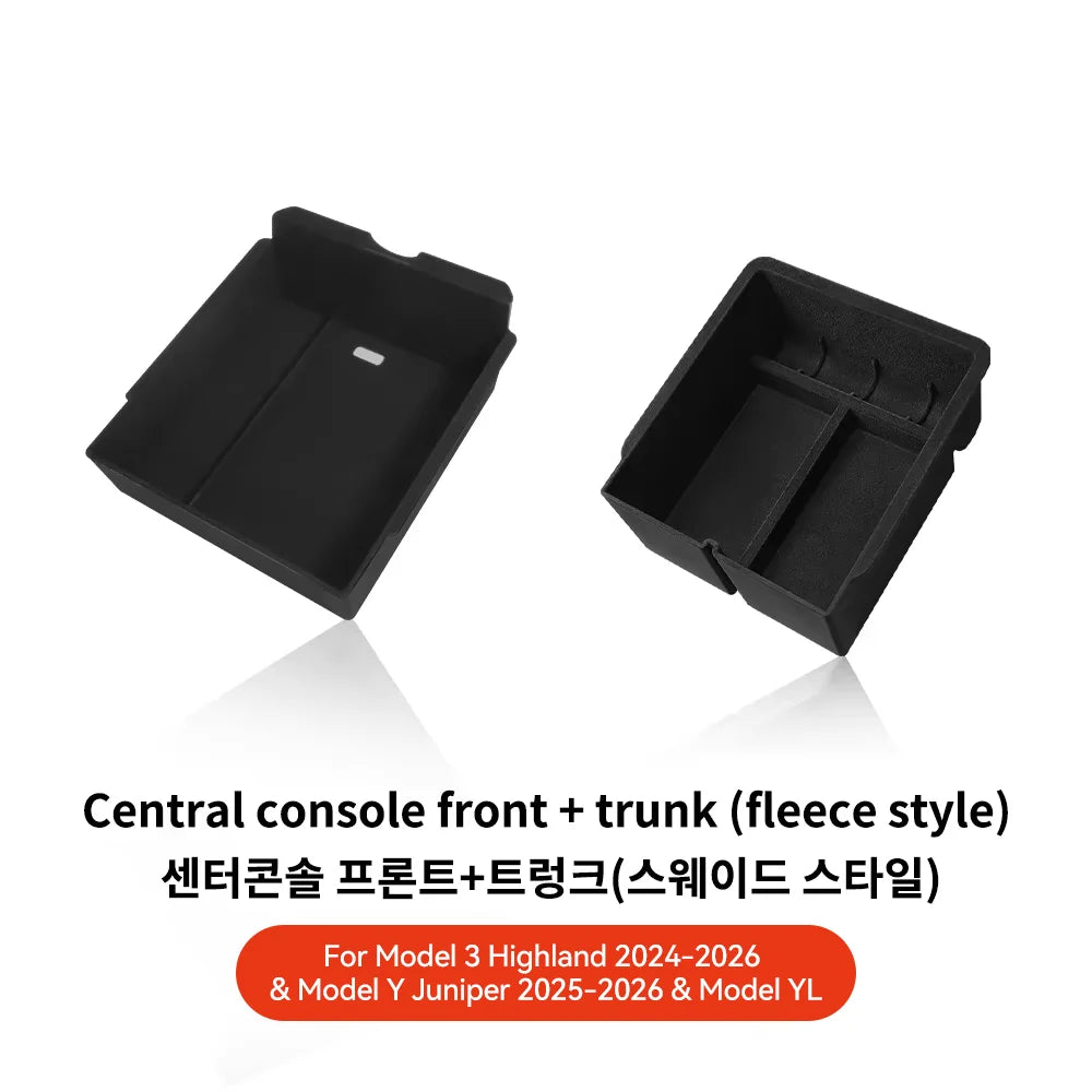 YZ For Tesla Model 3 Highland 2024 Model Y Juniper 2025 Storage Box Center Armrest Hidden Box Cup Holder Organizer Accessories