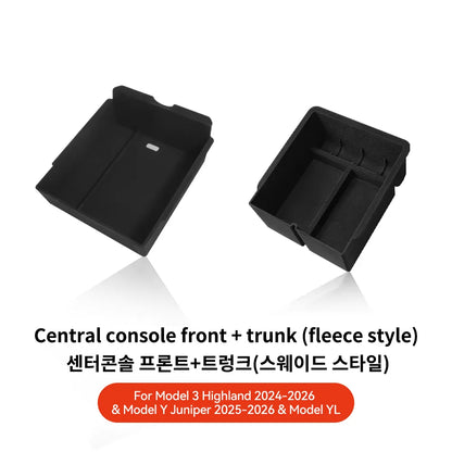 YZ For Tesla Model 3 Highland 2024 Model Y Juniper 2025 Storage Box Center Armrest Hidden Box Cup Holder Organizer Accessories