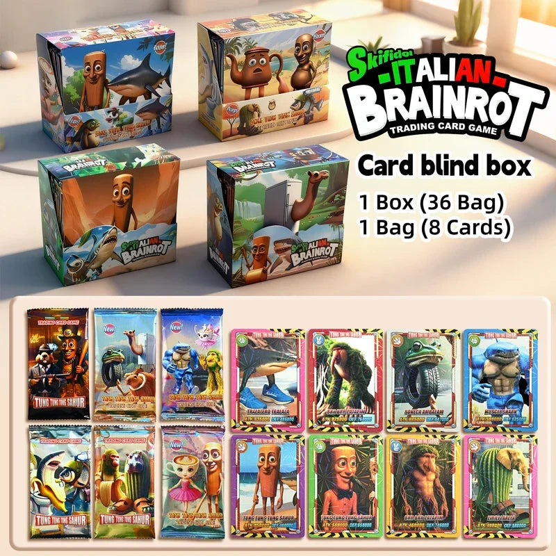 Italian Brainrot Collection Cards Trading Cards Game Card Battle Carte Toystung Sahur Tralalero Tralala For Fans Children Gift