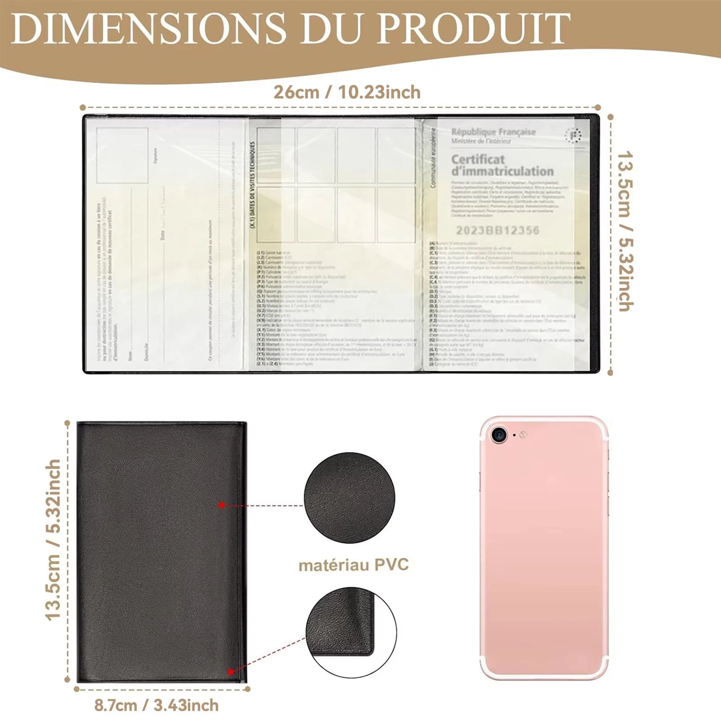 Gray card pocket package and registration Protection cover insurance-plastic transparent pouch for Motorbike Car Documents (1/2, black)