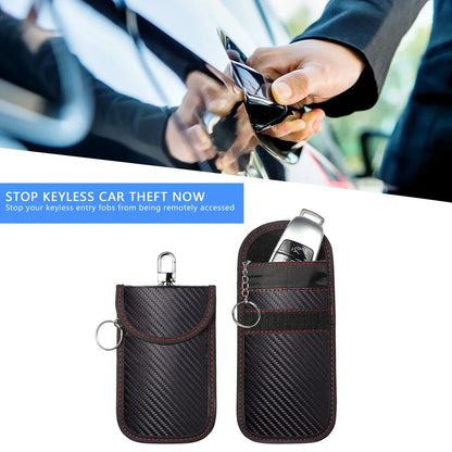Faraday Bag for Key Fob Cage Protector Car RFID Signal Blocking Key Fob Protector Anti-Theft Pouch Double-Layers of Carbon Fiber