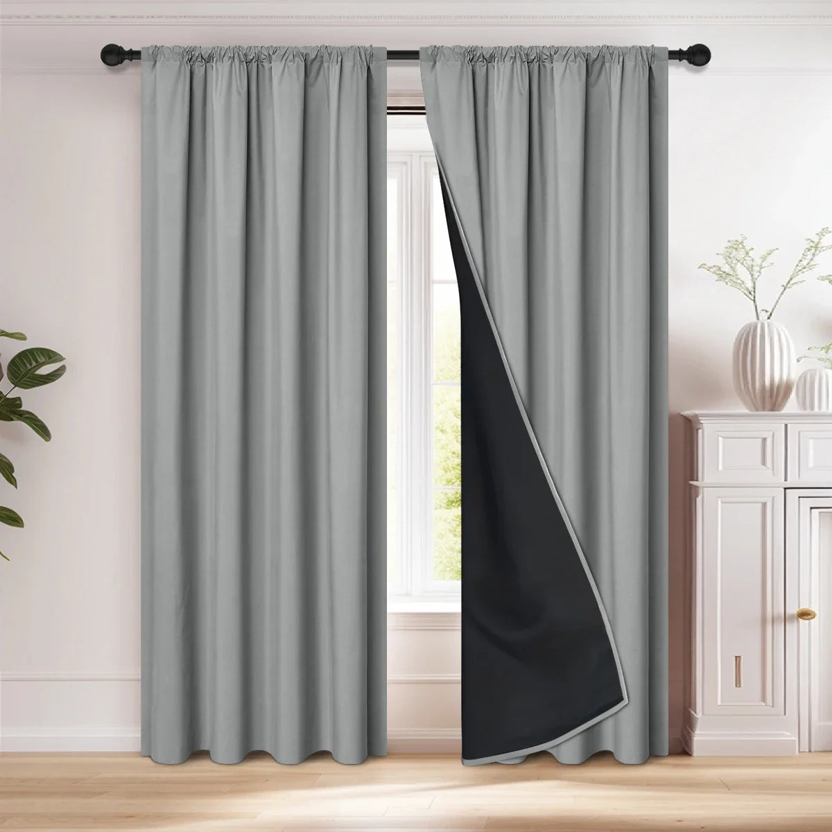 1pc 100% Blackout Curtain with Rod Pocket, Curtains for Living Room, Bedroom, Kitchen, Window Curtain, Drapes in Living Room