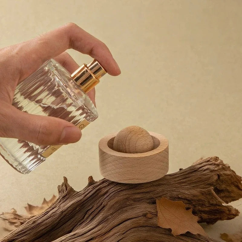 Wood Car Essential Oil Diffuser Wooden Aromatherapy Round Essential Oils Diffuser Set for Home Office Bedroom Car