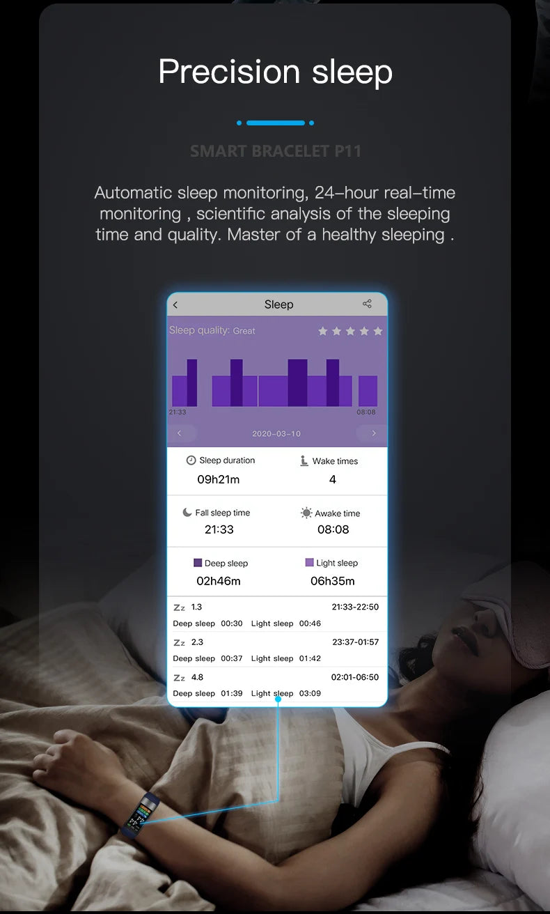 ECG+PPG Smart Wristband Fitness Tracker for Women Men Calorie Blood Pressure Waterproof Sport Smartband Health Smartwatch