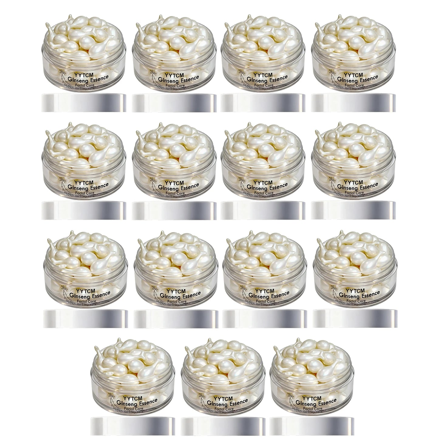 Ginseng Essence Capsules, Moisturizing and Firming Essence Serum, Contains Squalane, Niacinamide, Vitamin E, Retinol, Deep Hydration (0.34Gx30 Capsules)/Bottle-1 Bottle