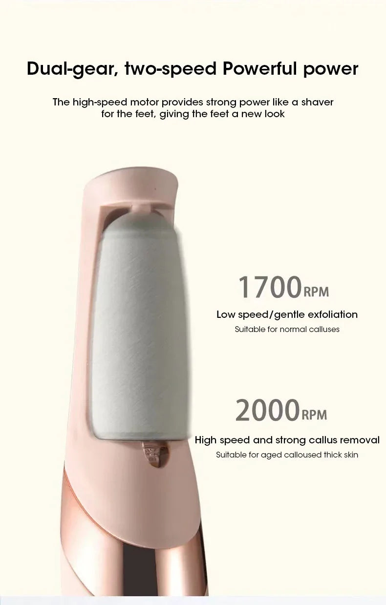 NEW in USB Electric Dead Skin Pedicure Automatic Foot Grinder Rechargeable Roller Feet Pedicure Tool with Removable Roller Heads