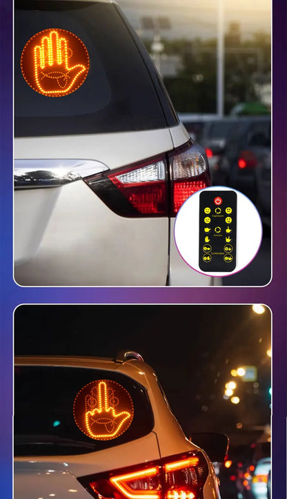 LED Hand Gesture Sign Middle Finger Sign Warning Brake Light Creative Fun Three Models Gesture Lamp Car Interior Rear Windshield