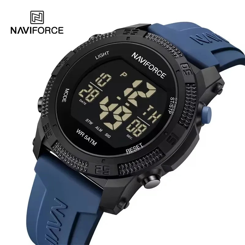 NAVIFORCE 7104 Sports Men's LCD Digital Leisure Date Week Alarm Clock Waterproof Silicone Strap Electronic Watch électronique