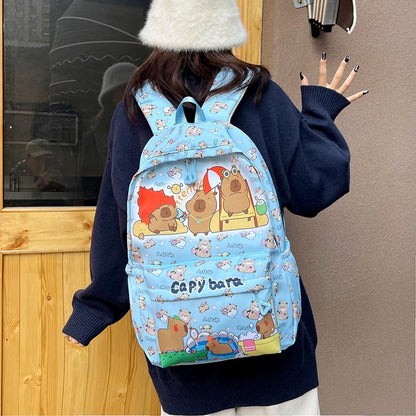 A Lovely Capybara Print Large Capacity Men's And Women's Leisure Backpack, Children's Holiday Birthday Season Gift