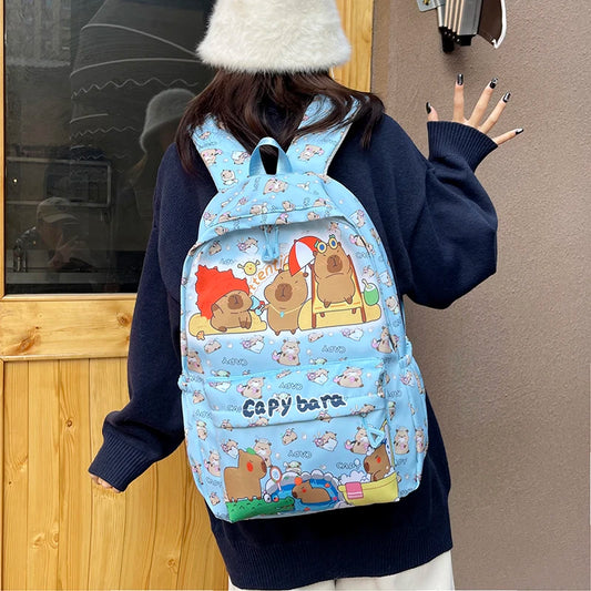 A Lovely Capybara Print Large Capacity Men's And Women's Leisure Backpack, Children's Holiday Birthday Season Gift