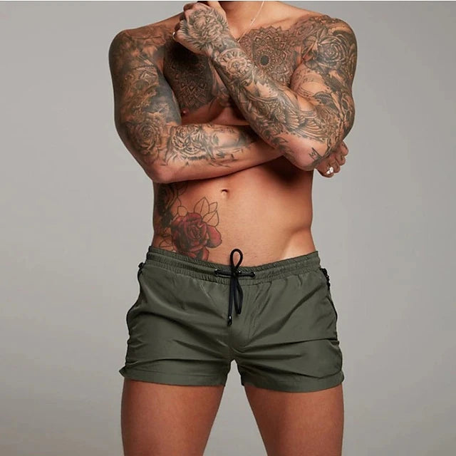Mens Swim Trunks with Zipper Pockets Mesh Liner Summer Beach Board Shorts Quick Dry Swimming Bathing Suit Swimsuit Swimwear