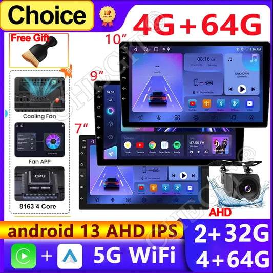 7/9/10 inch Universal Android 13 Car Radio 64G Autoradio android 2 Din car radio GPS BT Central Multimedia Smart car systems