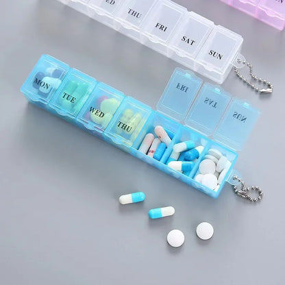 Mini Portable Transparent Medicine Box Waterproof Week-long Day-of-the-week Divider Small Pill Organizer Rectangle
