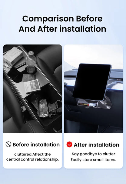 YZ For New Tesla Highland Model 3 Y Juniper Tray Magnetic Under Screen Fold Storage Box ETC Screen Storage Box Accessories