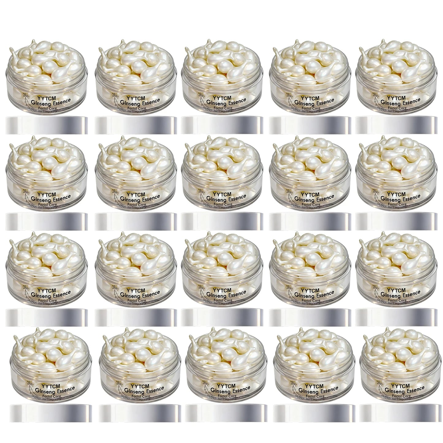 Ginseng Essence Capsules, Moisturizing and Firming Essence Serum, Contains Squalane, Niacinamide, Vitamin E, Retinol, Deep Hydration (0.34Gx30 Capsules)/Bottle-1 Bottle