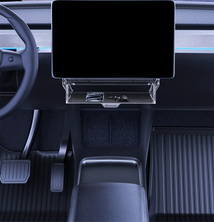 YZ For New Tesla Highland Model 3 Y Juniper Tray Magnetic Under Screen Fold Storage Box ETC Screen Storage Box Accessories