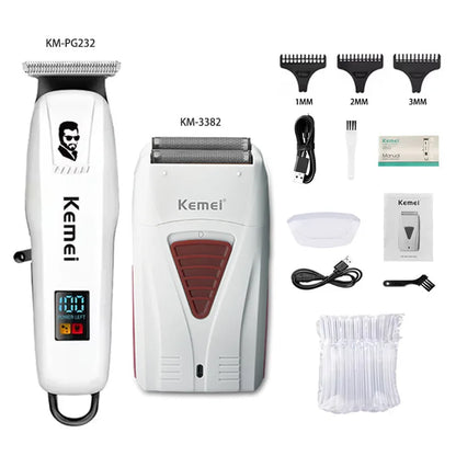 Kemei KM-PG809A KM-PG232 KM-3382 Professional Hair Clipper Set USB Charging Rechargeable Electric Shaver Cordless Beard Trimmer